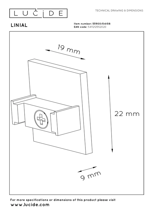 Lucide Premium LINIAL Endkappe - 1-Phasen Stromschiene / Schienensystem - 2er-Set - Matt Schwarz Chrom - technisch